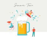 夏日啤酒插画