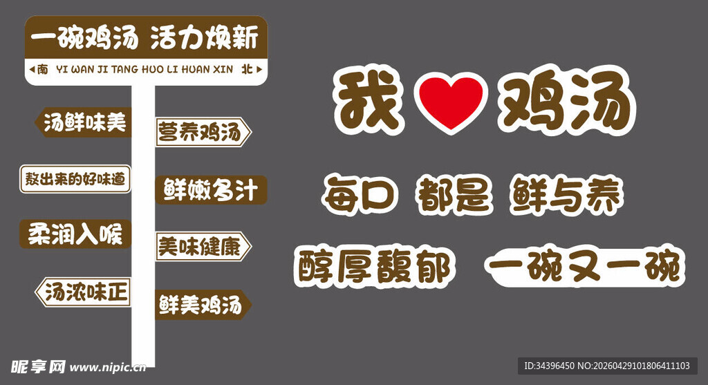 我爱鸡公煲美食指示牌
