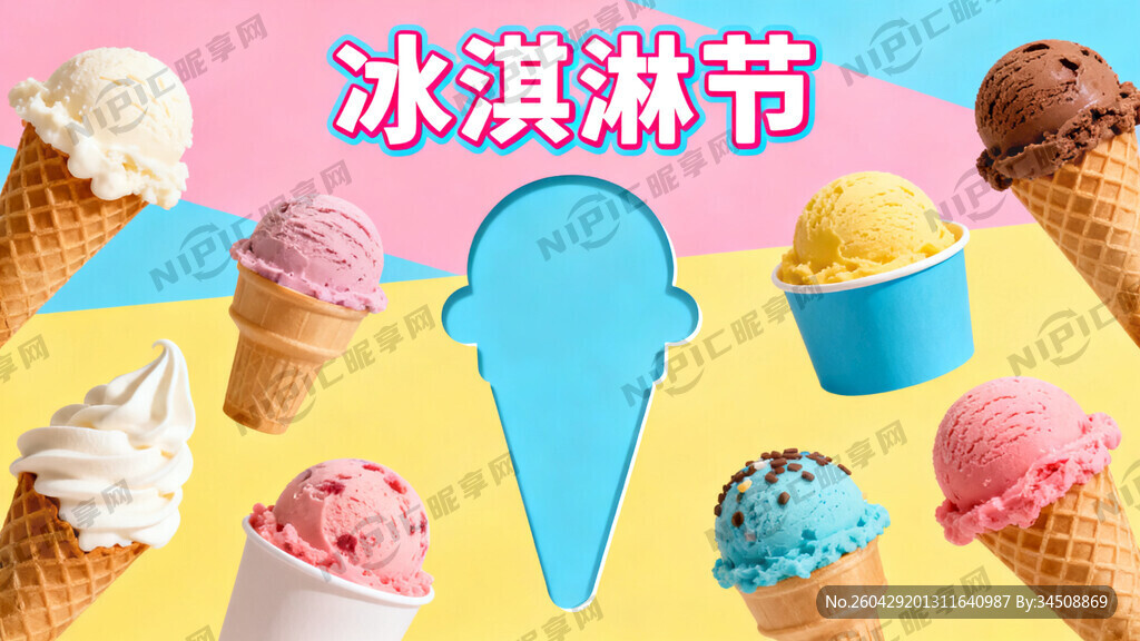 帮我做一张关于冰淇淋节的海报