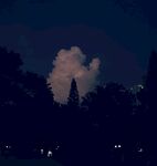 夜空下的云朵与树木