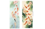 九鱼莲花图 高清 贴图