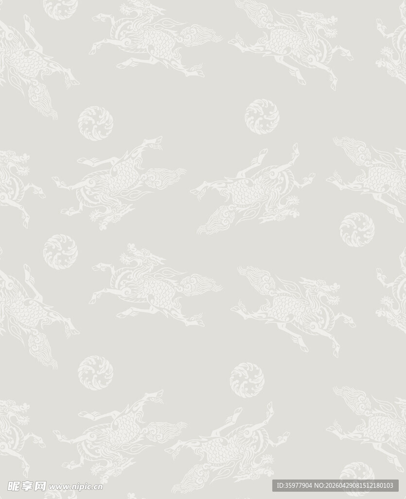 浅米色底抽象动物花纹图案