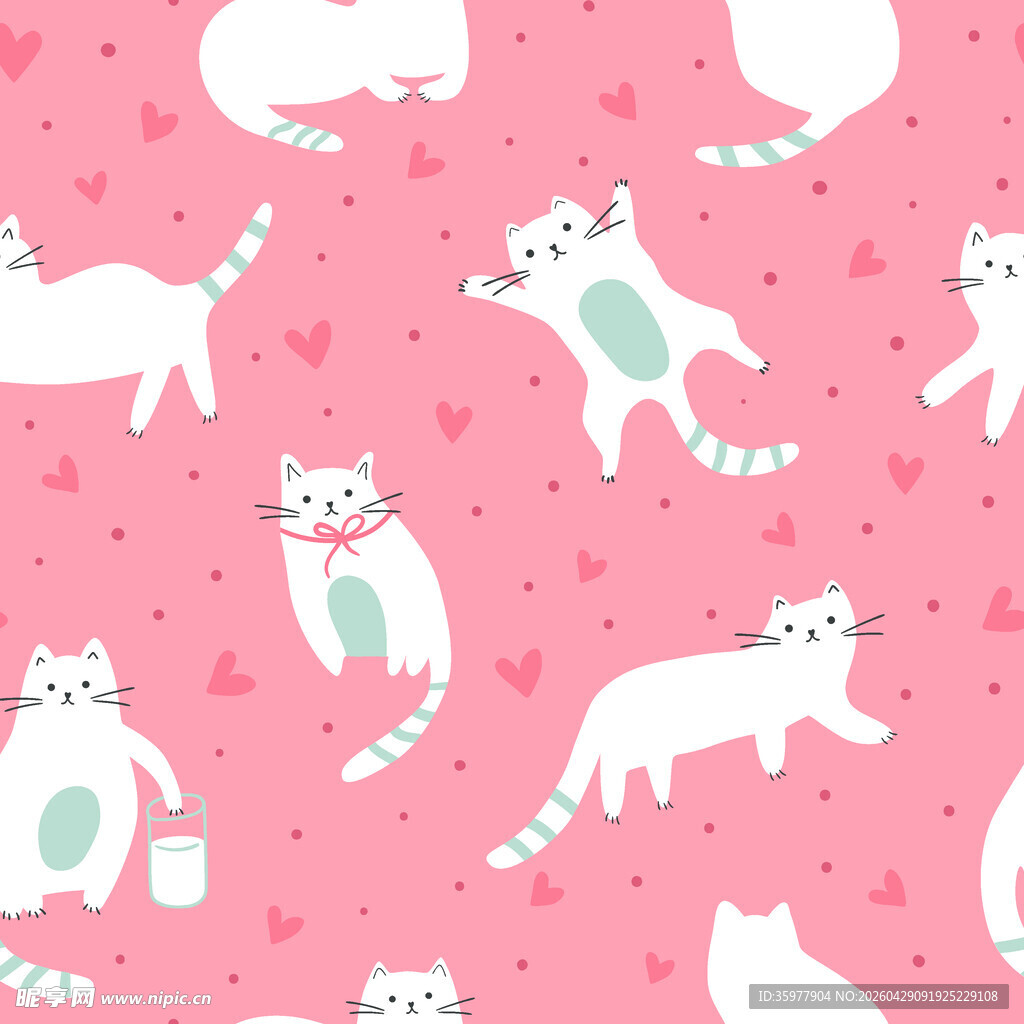 粉色背景可爱猫咪图案