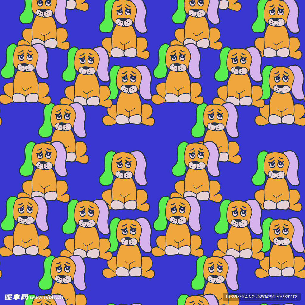 小狗图案的蓝色背景纹理