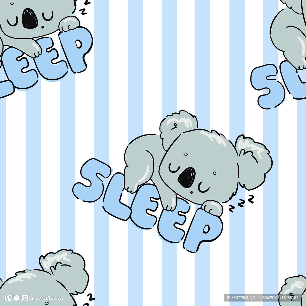 考拉睡眠主题条纹图案