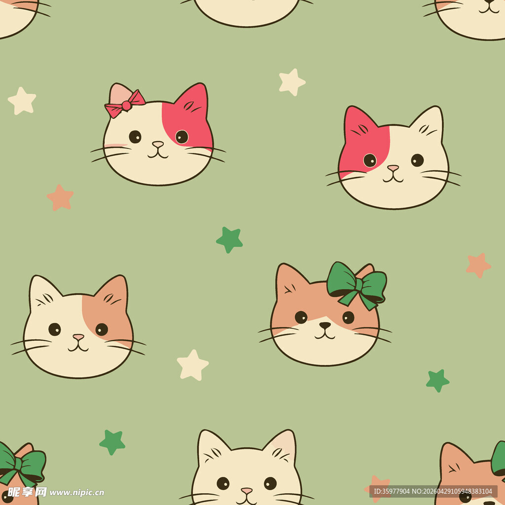 可爱猫咪头像无缝图案