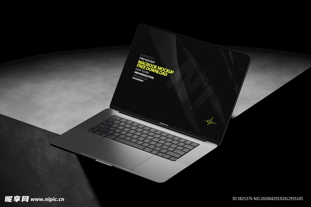 炫酷黑色笔记本电脑展示模型