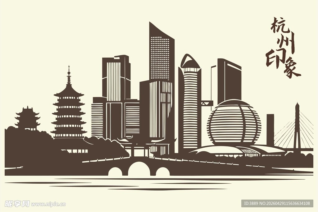 杭州印象城市建筑景观图