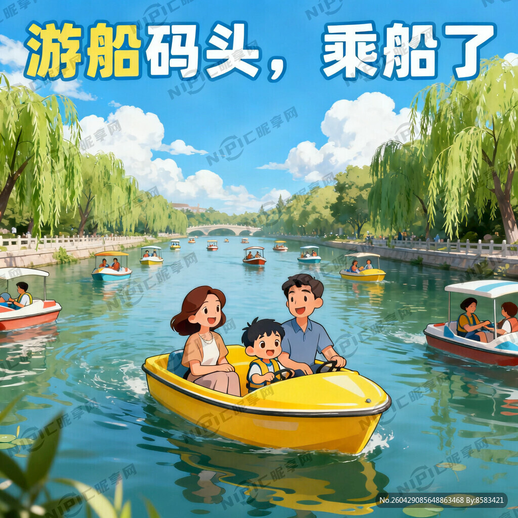 河岸上有柳树 乘船了。