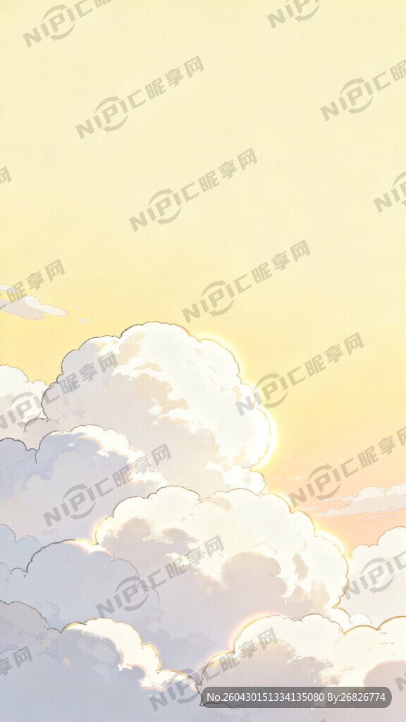 淡黄色渐变背景带点云朵