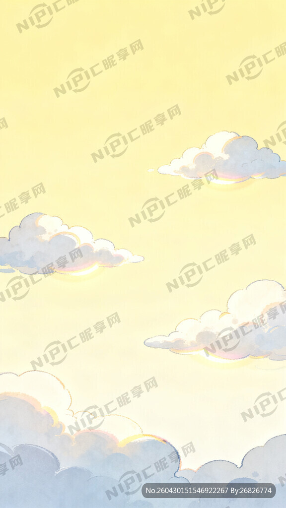 淡黄色渐变背景带点小云朵