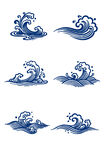 中式传统蓝色海浪图案集