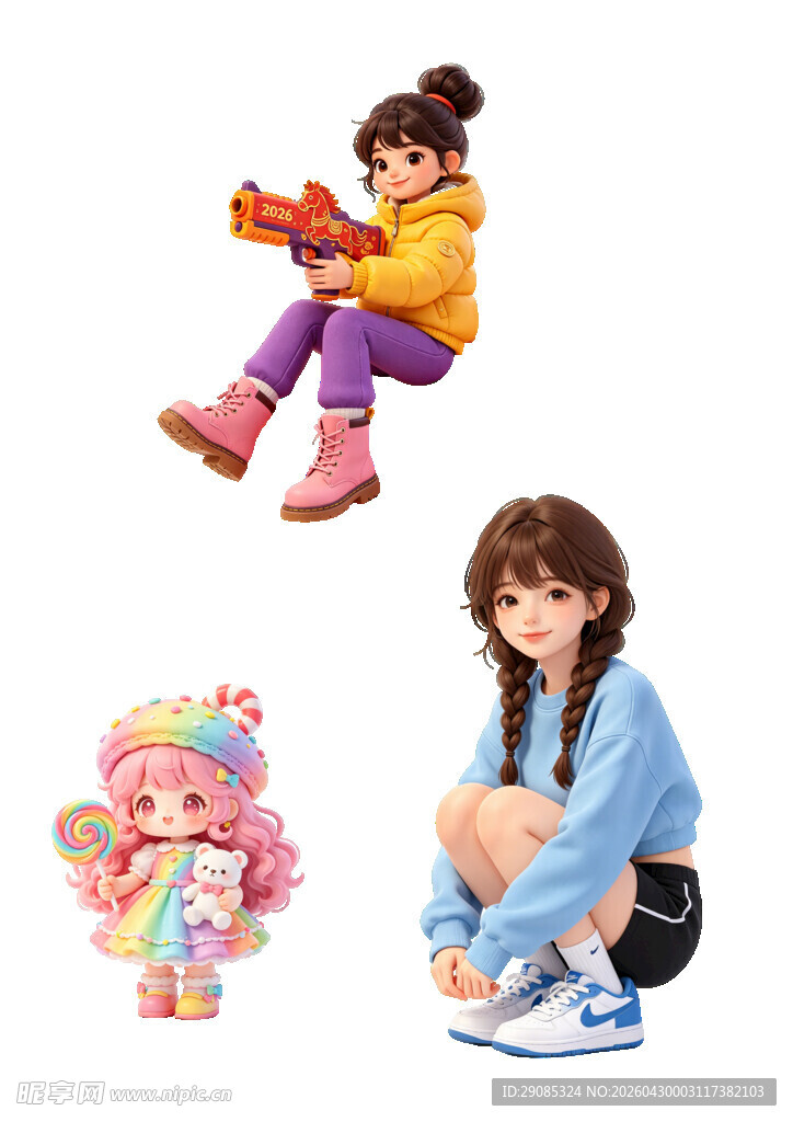 女孩与可爱玩偶的温馨瞬间