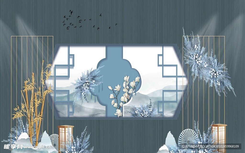中式古风窗景装饰画