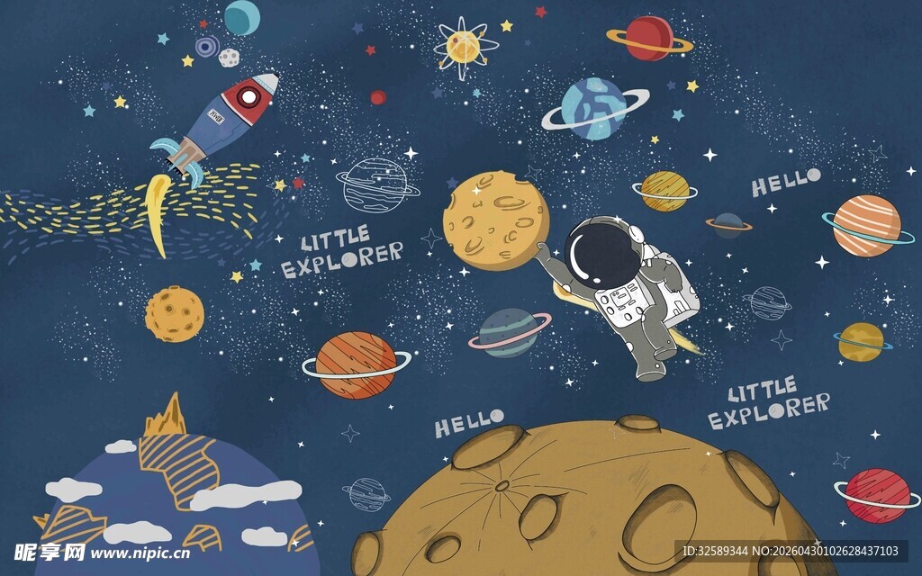 太空探索中的宇航员与星球