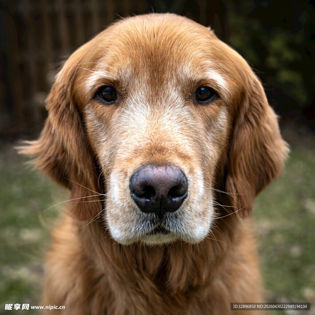 可爱金毛犬近景特写