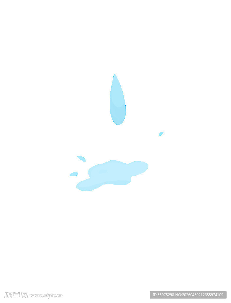 蓝色水滴与溅落痕迹