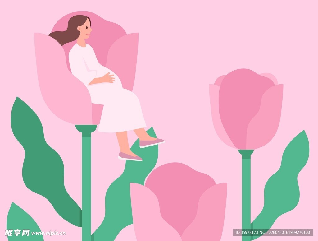 孕妇 花卉背景