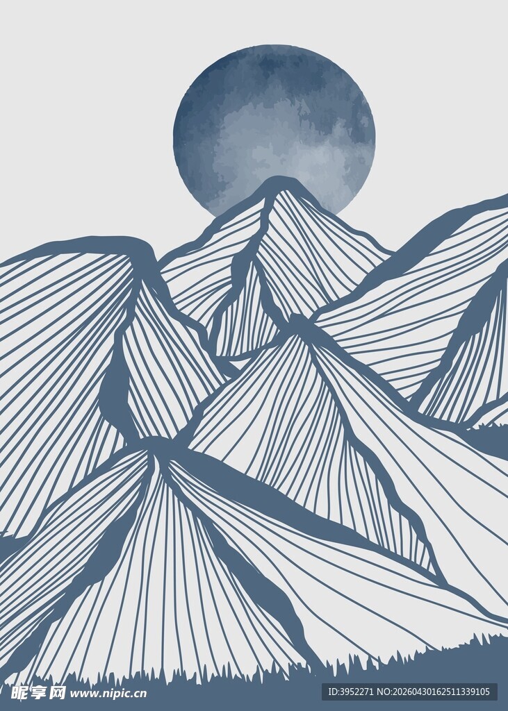 山水月夜挂画