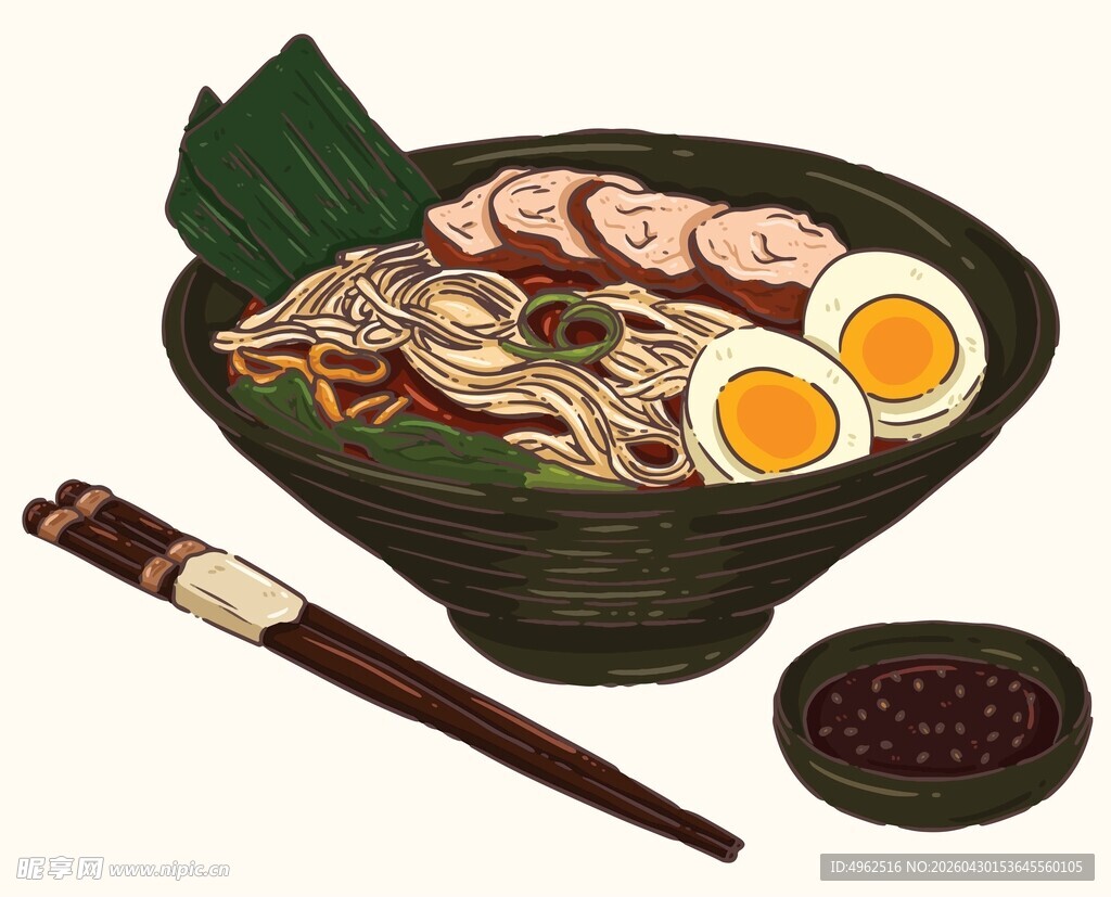 日式拉面插画