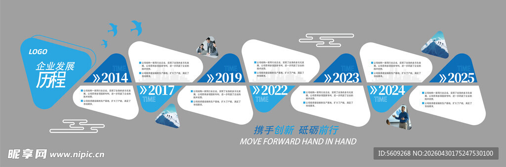 企业历程发展形象墙矢量素材