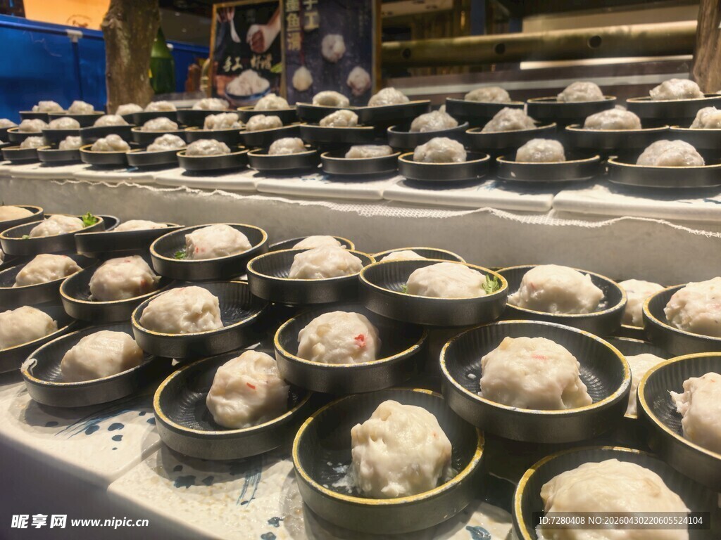 多样蒸笼点心展示