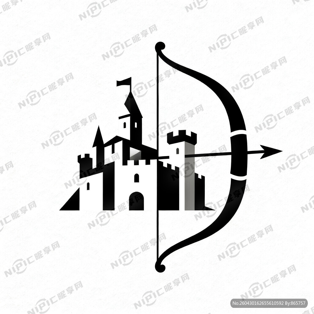 古代弓 白色背景 平面非立体