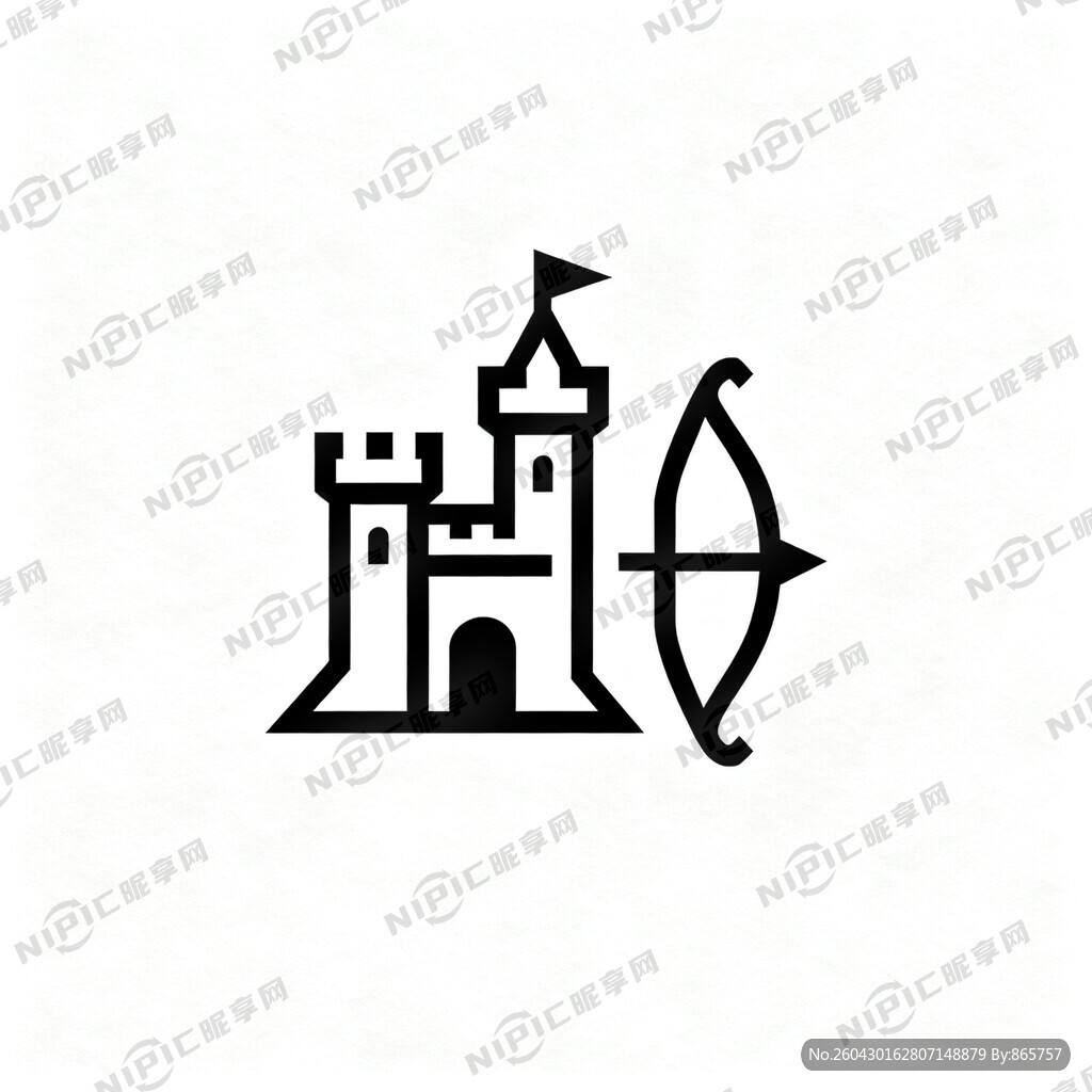 古代弓 白色背景 平面非立体