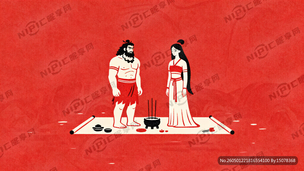 盘古女娲祭拜大典  要红色背景