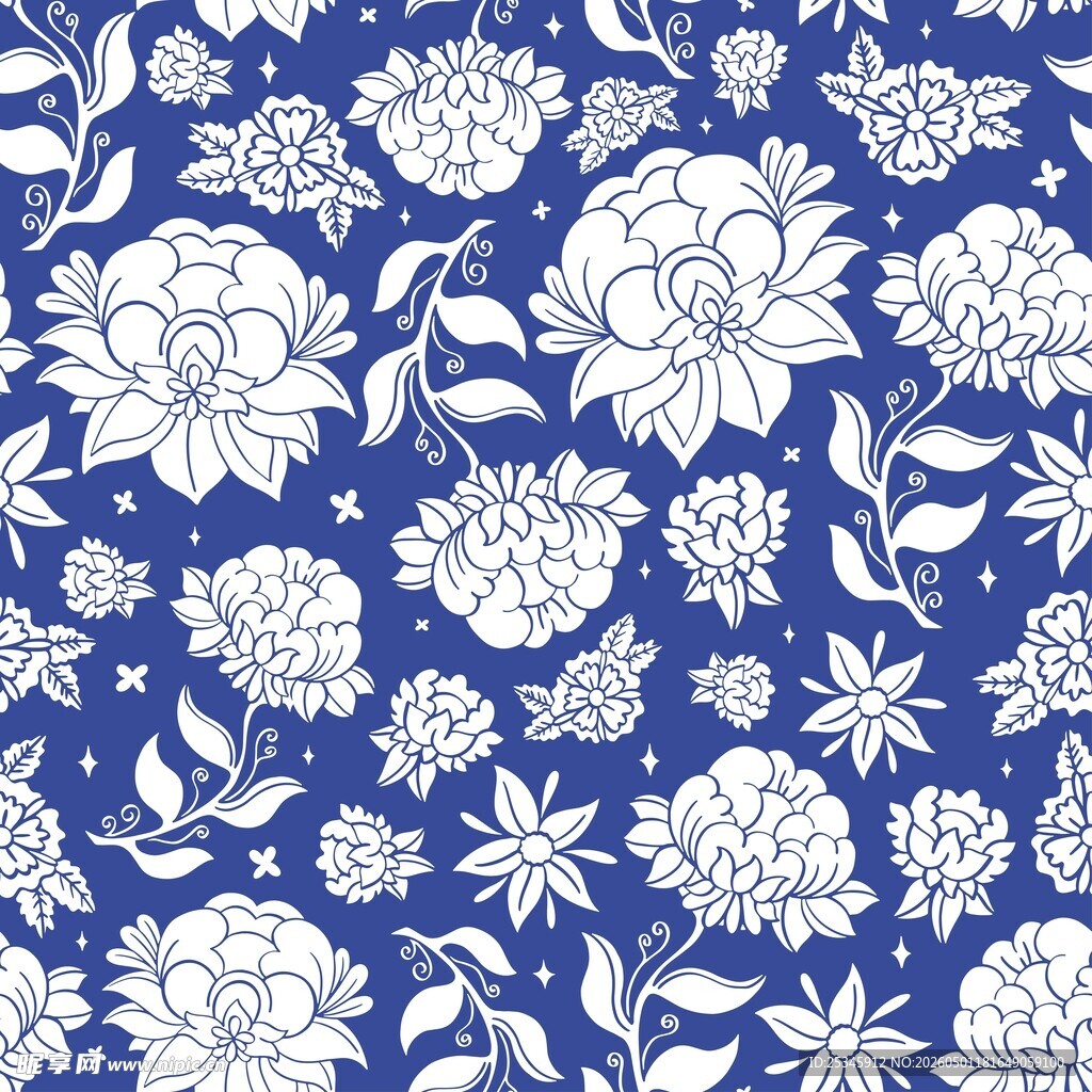 青花花卉底纹