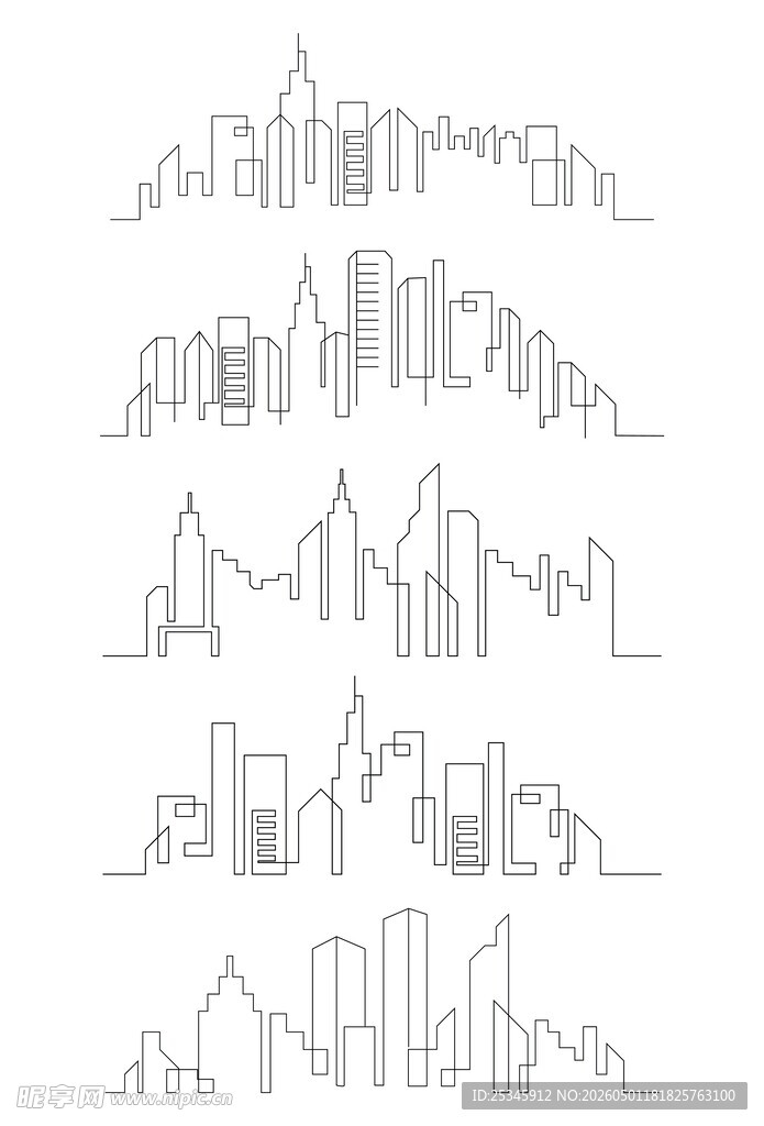 城市线稿素材