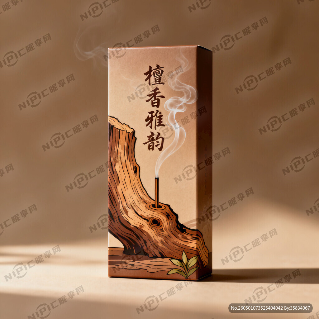 檀香数码插画做香薰包装盒