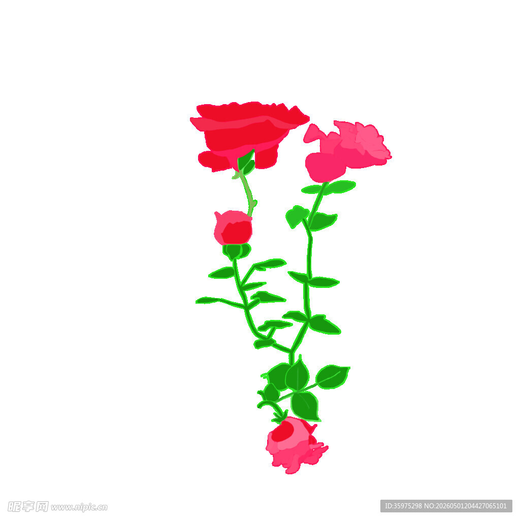 手绘红色花卉植物图案