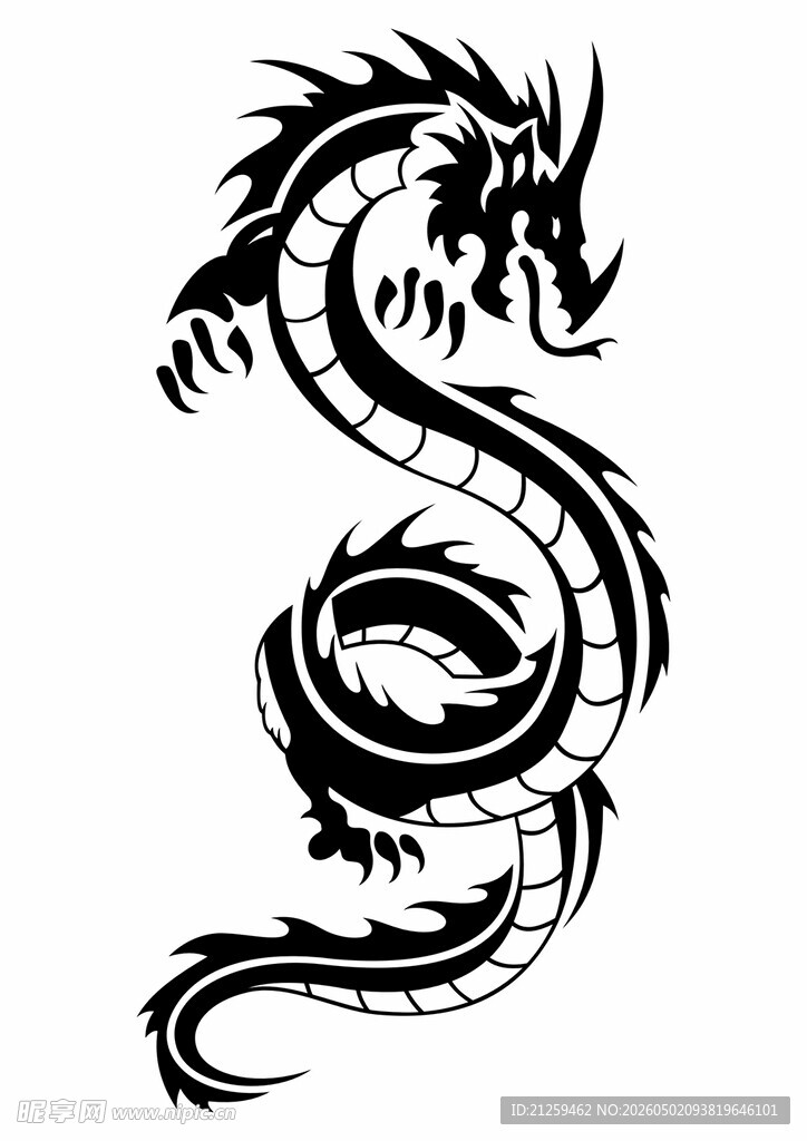 黑白水墨龙素材