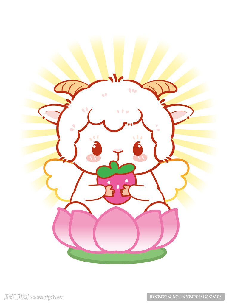 可爱小羊好运莲花座吉祥形象