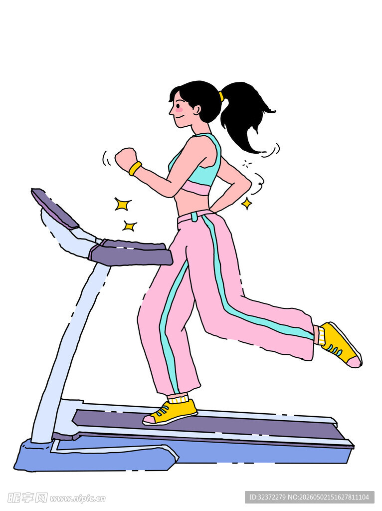 跑步女孩子插画设计