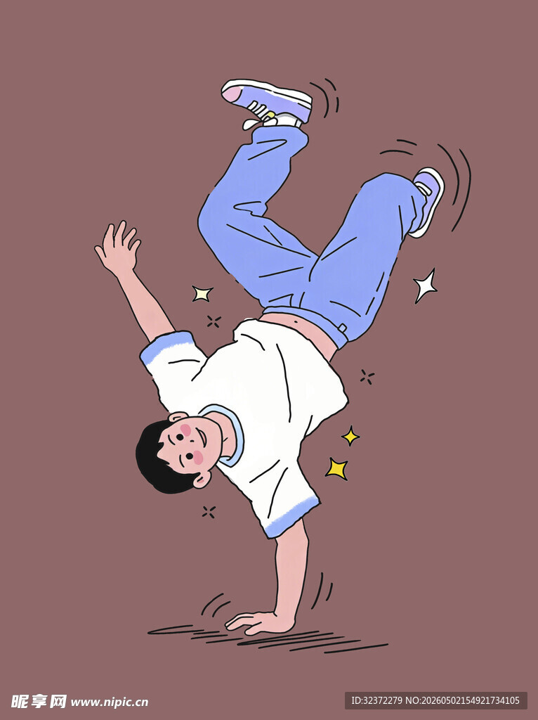 街舞少年单手倒立秀技巧