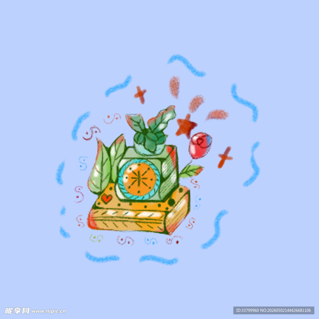 手绘盆栽插画清新可爱