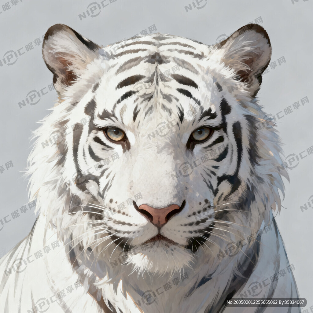 白色老虎头数码插画