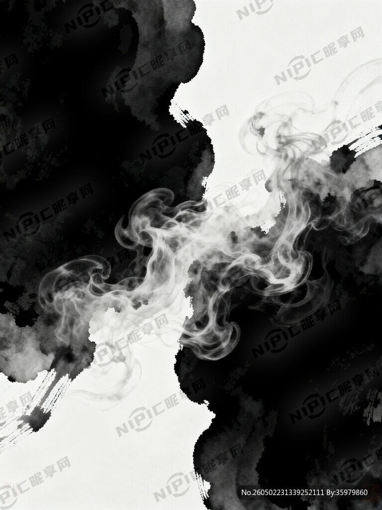 合成一张左黑右白的国风背景图