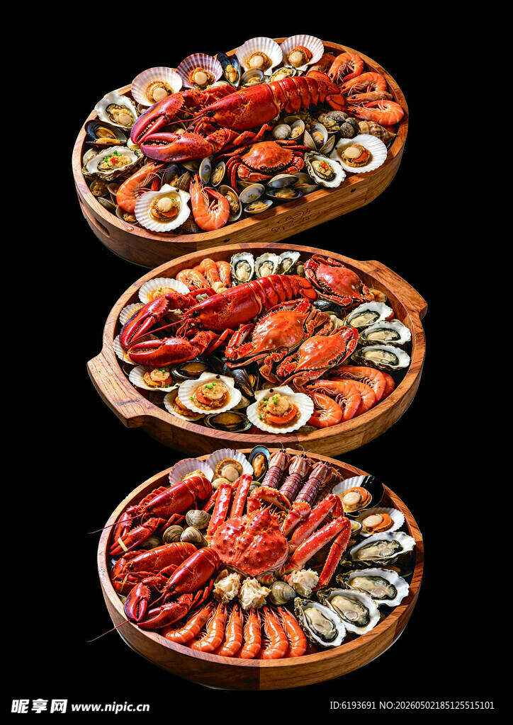 丰盛海鲜拼盘美食展示