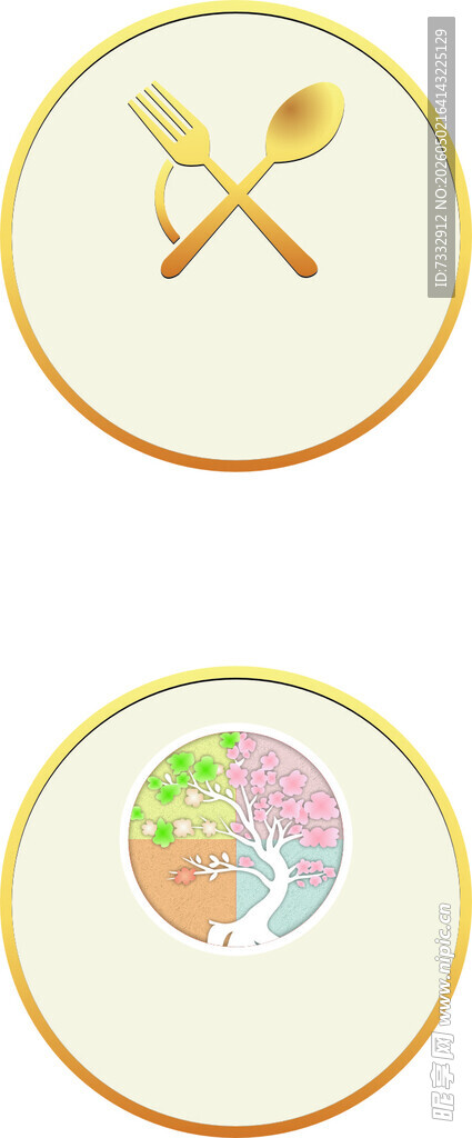 可爱餐具与美食图标