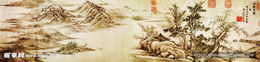 水墨山水国画风景图