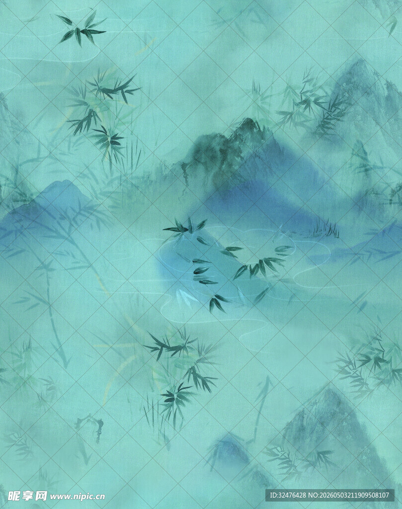 水墨山水间飞鸟景致