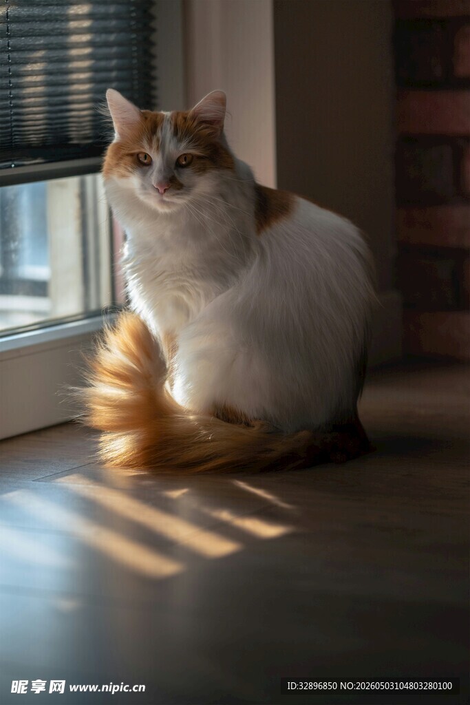 窗边猫咪享受温暖阳光