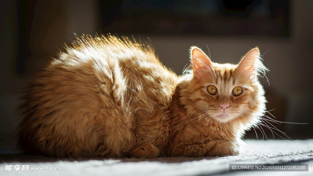 阳光下的长毛猫咪