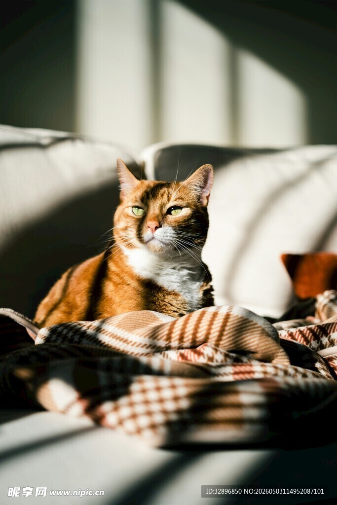 阳光下慵懒的猫咪