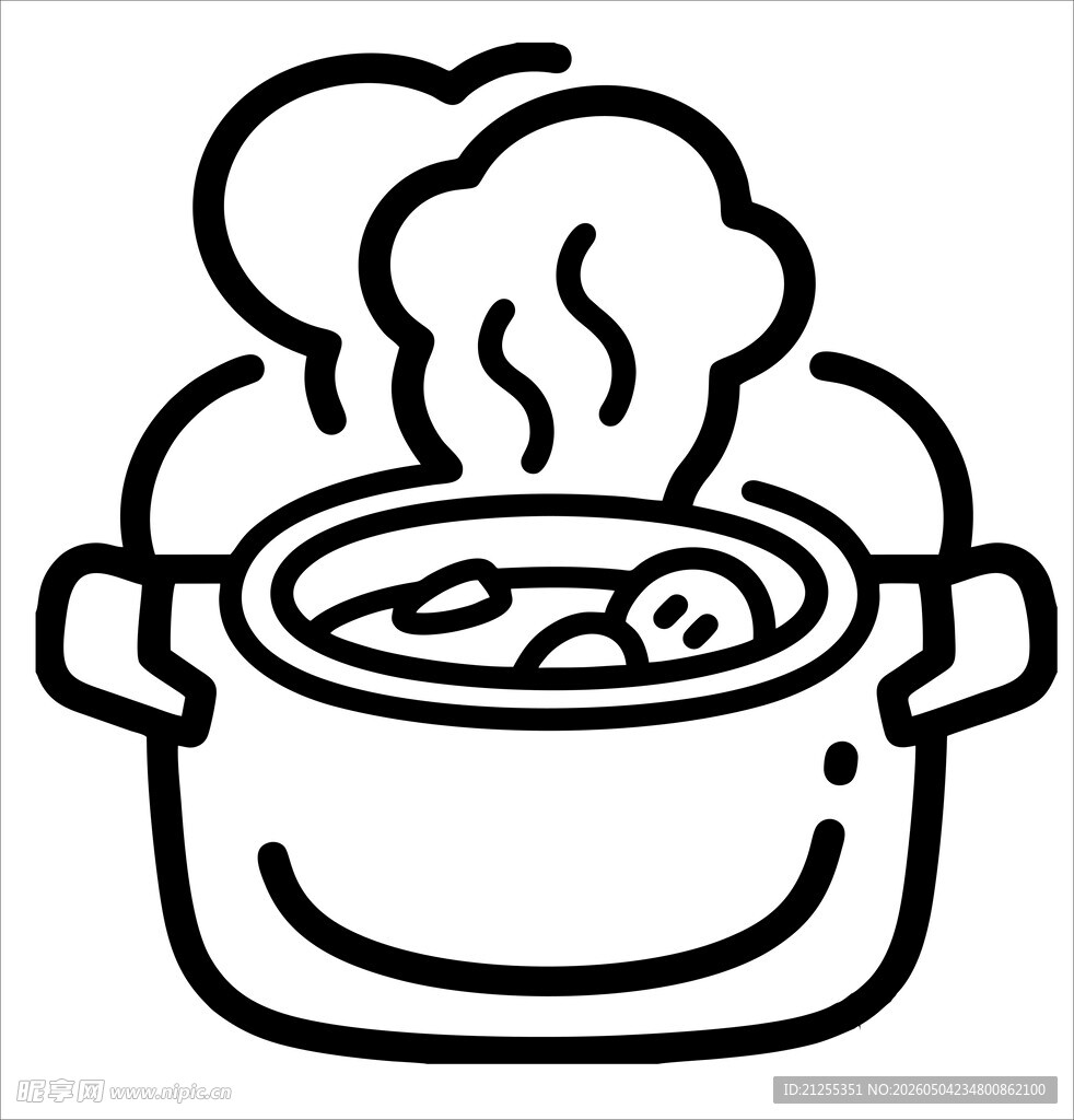 卡通风格的烹饪汤锅图案