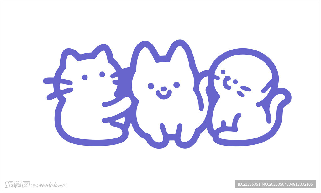 三只可爱猫咪简笔画