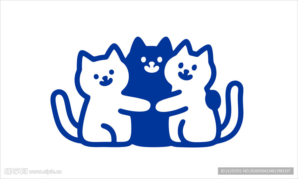 三只猫咪手拉手图案